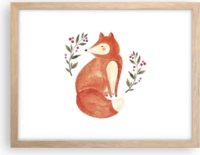 Produktbild von Gerahmtes Poster - Rahmen in heller Eiche - Nov Illustration Fuchs - 40x30 cm - Wand Bild - Wanddeko - Wandbilder - Kunstposter - Wandposter - Bilderrahmen - Bilder - Kunstdruck - P2NAA40x30-4862