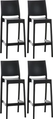 Produktbild von DELUKE® Barhocker 2er Set MIAMI - Schwarz, Kunststoff | Barhocker mit Lehne Barstuhl Tresenhocker Tresenstuhl Kneipenhocker Kneipenstuhl