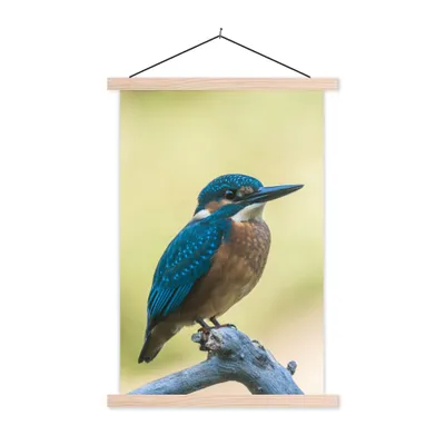 Produktbild von MuchoWow® Textilposter Eisvogel - Zweig - Vogel 40x60 cm mit holzfarbenen Rahmen - Poster
