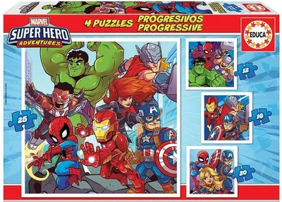 Produktbild von Educa - Puzzle 4in1 Marvel Super Heroes - 1-39 dielov