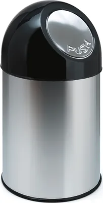 Produktbild von Abfallbehälter mit Druckdeckel und Inneneimer 30 Liter - Edelstahl, Schwarz
