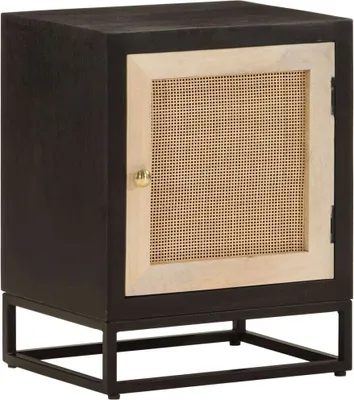 Image de Table de chevet noir 40x30x50 cm bois massif manguier et fer