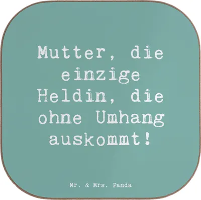 Produktbild von Mr. & Mrs. Panda Holzuntersetzer Spruch Heldin Mutter - Meeresbrise - Geschenk, Coaster, Geschenke, Mutterliebe, gläseruntersetzer, Untersetzer Gläser, Stärke, Verwandte