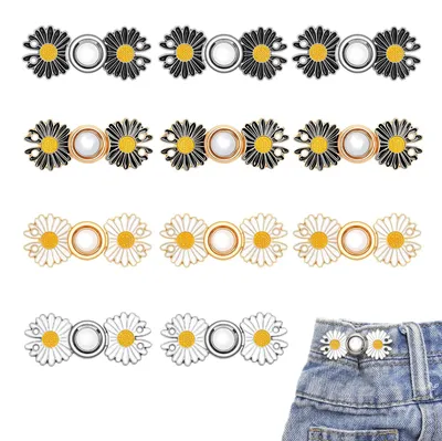 12 Gänseblümchen-Knöpfe zum Jeans enger machen, Gürtel-Clips