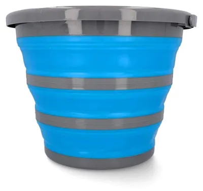 Klappbarer Wassereimer 10 L mit Ausgießer, Tragegriff, Blau