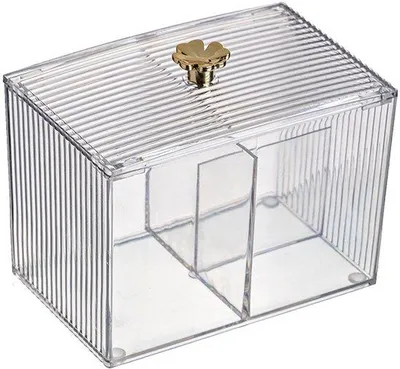 Imagen del producto de 1 unidad - Contenedor transparente para discos de algodón - Contenedor para discos de algodón con tapa - Contenedor transparente para discos de algodón, ideal para el baño