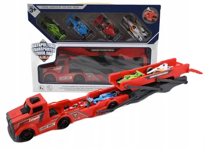 Produktbild von LKW Transporter mit Auto-Katapult & 4 Rennwagen - Spannendes Action-Spielzeug für Kinder