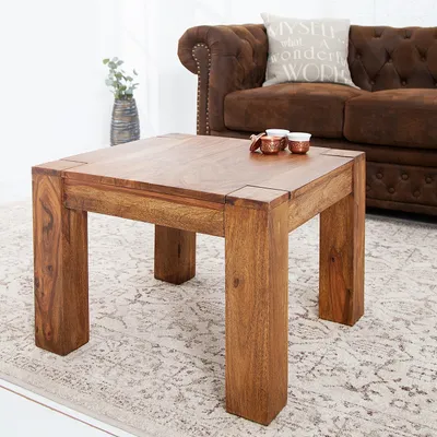 Produktbild von cagü: Exklusiver Design Couchtisch  [SALEM] Sheesham Massivholz 60cm x 60cm Quadratisch