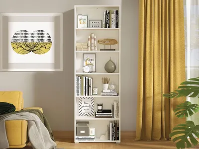 Image de Pramollo - Bibliothèque, 70x25x212h cm Blanc Mat, 5 Étagères