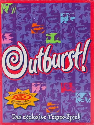 Produktbild von Hasbro Outburst! Brettspiel für 2+ Spieler, explosives Tempo, 2 Spielvarianten, beidseitiges Spielbrett
