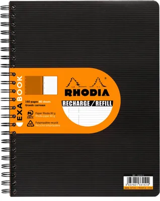 Produktbild von Rhodia 5x Nachfüllung für ExaBook A4+ 80Blatt liniert 90g - Schwarz 133146C