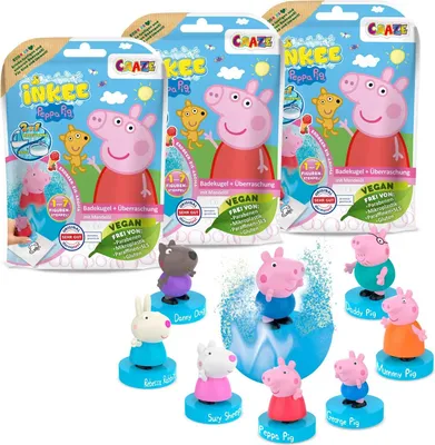 Image de INKEE, 3 bombes de bain Peppa Pig, surprise pour enfants - Additif pour le bain Peppa Pig