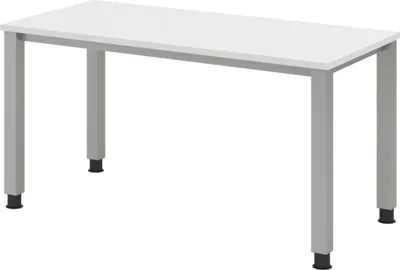 Produktbild von bümö Schreibtisch Serie-Q (Mini) - Nachbildung: Weiß, Gestell: Silber, Größe:  140 x 67,2 cm
