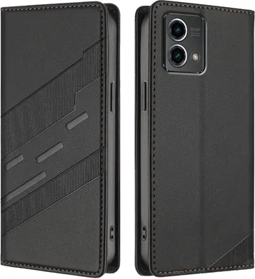 Image de Etui pour Motorola Moto G Stylus 5G 2024, étui portefeuille en cuirPolyuréthaneavec fente pour cartes et fonction stand Schwarz