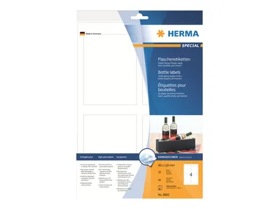 Obrázek produktu pro HERMA Special - vysoký lesk - samolepicí - bílý - 90 x 120 mm 40 štítků (10 listů x 4)