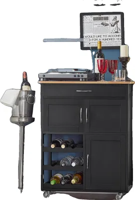 Immagine prodotto di Carrello di servizio, superficie in acciaio inox, ampio spazio di archiviazione, nero