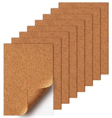 Produktbild von 8 selbstklebende Korkplatten, A4, 2 mm dick, rechteckig, zuschneidbar, für DIY und Wanddekoration