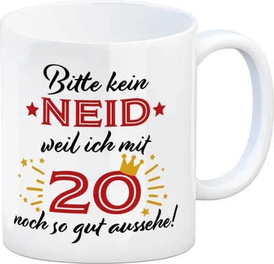 Produktbild von 20. Geburtstag Kaffeebecher mit lustigem Spruch: Neid