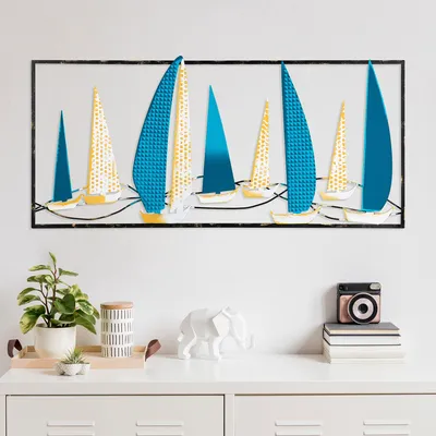 Obrázek produktu pro Wallity, Yelkenli 2, Dekorativní kovový doplněk na zeď, 100 % KOV, Vícebarevná, 40 x 90 cm