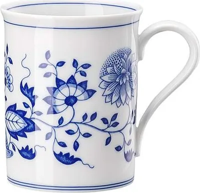 Becher mit Henkel 0,30 L, Blau, Zwiebelmuster, Porzellan