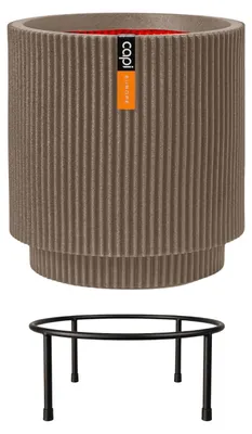 Produktbild von Capi Europe - Gefäß zylinder Groove NL - Warm taupe - Inclusief standaard - 36x38 - KGVWT882_APSB001