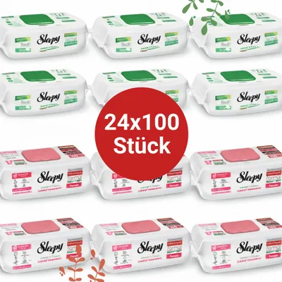 Zdjęcie produktu dla Chusteczki do czyszczenia powierzchni Sleepy Easy Clean – 12 x 100 Pomelo + 12 x 100 White Soap | Czyszczenie blatu