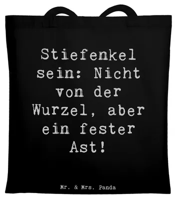 Produktbild von Mr. & Mrs. Panda Shopping Tasche Spruch Stiefenkel - Schwarz - Geschenk, Großeltern, Lächeln, herzerwärmende Sprüche, Verwandte, festivaltasche, Tote Bag, Schultasche