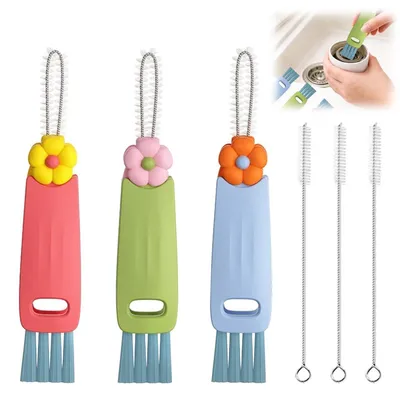 Immagine prodotto di Set di spazzole per la pulizia, 6 pezzi, 3-in-1: spazzola per coperchi di bicchieri, pulitore per cannucce, ideale per bicchieri e biberon