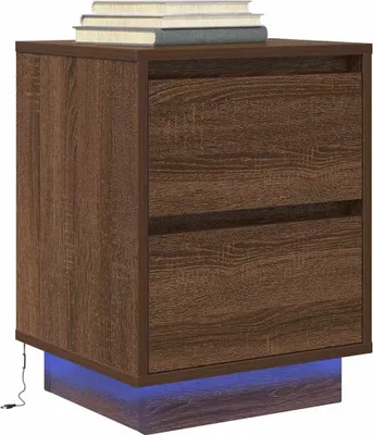 Immagine prodotto di Maison Exclusive - Comodino con luci LED effetto rovere marrone 38x34x50 cm