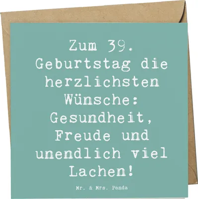 Produktbild von Mr. & Mrs. Panda Grußkarte Spruch 39. Geburtstag Wünsche - Meeresbrise - Geschenk, Klappkarte, faltkarte, anlasskarte, neununddreißig, Überraschung, doppelkarte, Familie