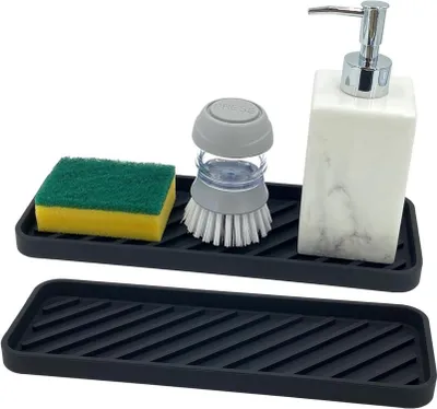 Produktbild von Schwammhalter Organizer Silikon Spülbecken 30x11cm 2 Stück Schwarz