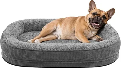 Produktbild von PolkaHome® Hundebett für mittelgroße Hunde, waschbarer Hundekissen, weich und flauschig, atmungsaktiv, rutschfest, Plüsch, 75x55x9 cm