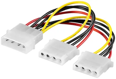 Immagine prodotto di Goobay 50684 Cavo di alimentazione/adattatore di alimentazione a Y per PC 5,25, da 1x maschio a 2x femmina, 0,16 m - HDD/5,25 pollici maschio (4 pin) > 2x HDD/5,25 pollici femmina (4 pin)