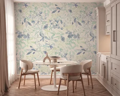 Produktbild von Vliestapete Blumentapete Blau Grün 396921 Aquarell Dreams