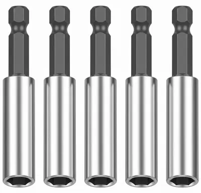 Imagen del producto de Sujetadores magnéticos para brocas, 1/4 de pulgada, 60 mm, juego de 5 piezas, para tornillos y taladros