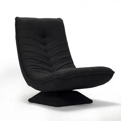 Produktbild von Drehbarer Bodensessel aus weichem Stoff, gepolsterter Relaxsessel ohne Armlehnen, 360° drehbar, für Wohnzimmer und Schlafzimmer, Schwarz