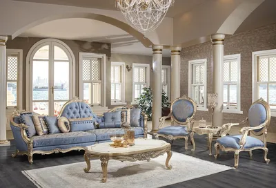 Produktbild von Casa Padrino Luxus Barock Wohnzimmer Set - 1 Chesterfield Sofa & 1 Couchtisch & 2 Salon Stühle & 1 Beistelltisch - Barock Wohnzimmermöbel