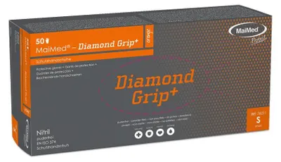 Produktbild von MaiMed-Diamond Grip+ orange, Gr. S, unsteril, pf Latexfreier Nitril-Handschuh, 50St./Box | Box (50 Stück)