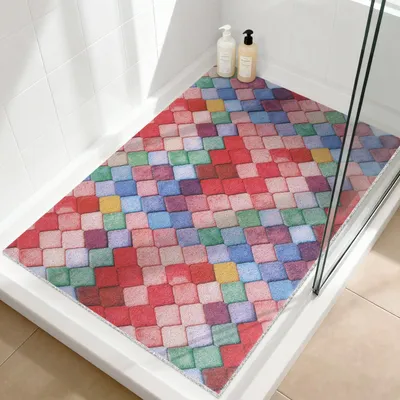 Obrázok produktu pre Protisklzová podložka pod sprchu, 80x120 cm, PVC, s odvodňovacími otvormi, rýchlo schnúca