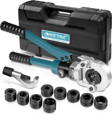Produktbild von Profi Presszange V-Kontur und TH-Kontur mit Rohrabschneider Handpresszange mit V12 V15 V18 V22 V28 & TH16 TH20 TH26 TH32 für Kupferrohr Verbundrohr