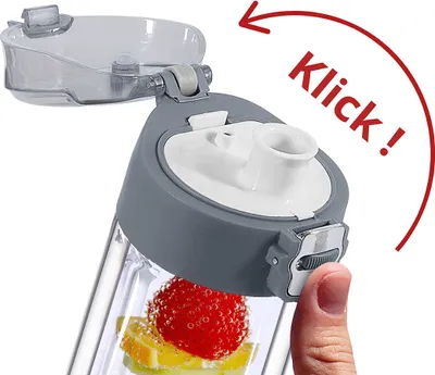 Obrázok produktu pre drink4chill fľaša na čaj so sitkom / termoska / fľaša na pitie sklo 400 ml, dvojstenné sklo, antracitová farba
