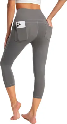 Produktbild von Damen Leggings 3/4 für Yoga Übung Sport Hohe Staat Grau L