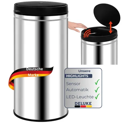 Produktbild von DELUKE® Sensor Mülleimer Küche 70L Edelstahl - Automatik Bewegungssensor Klemmring | Smarter Abfalleimer mit Deckel Müllbehälter Kücheneimer