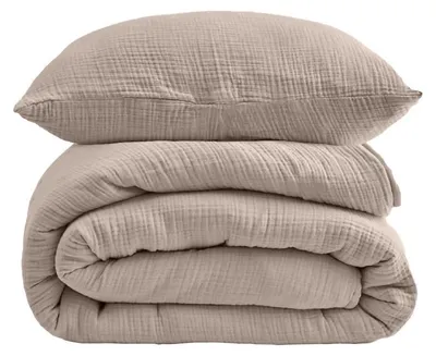Obrázek produktu pro Bavlněná sada povlečení z mušelinu, rozměr 200x220 cm, světle khaki barva, 3dílná, 100% bavlna,  OEKO-TEX
