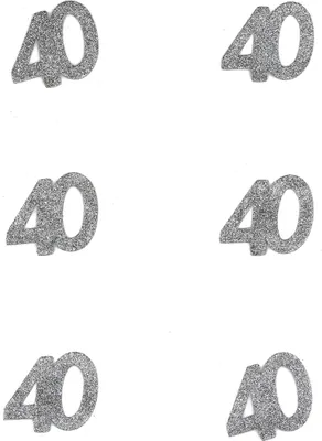 Immagine prodotto di Decorazione da tavolo compleanno 40 anni coriandoli 6 pezzi argento glitterato 4,5x5cm 10g -