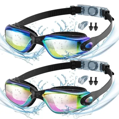 Produktbild von Schwimmbrille Taucherbrille - Anti-Beschlag - mit Nasenclip und Ohrstöpseln - 2 Stück