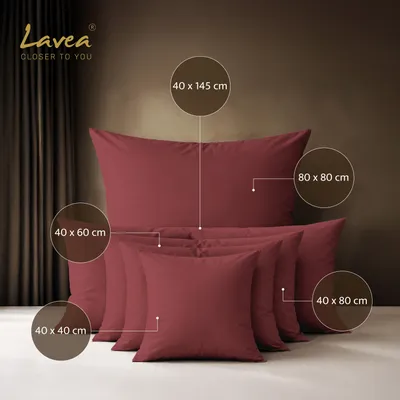 Produktbild von Lavea® 2er Set Kissenbezug 80 x 80 cm Baumwolle flauschig, Jasmin, Kissenhülle, Kissenbezüge, Reißverschluss, Terracotta