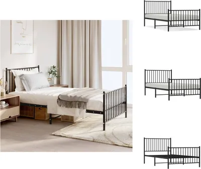 Produktbild von vidaXL Bettgestell mit Kopf- und Fußteil Metall Schwarz 100x190 cm -  Betten & Bettgestelle