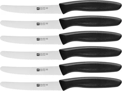 Produktbild von ZWILLING Twin Grip Messer-Set, 6-teilig, Küchenmesser, Klingenlänge: 12 cm, Rostfreier Spezialstahl/Kunststoff-Griff, Schwarz