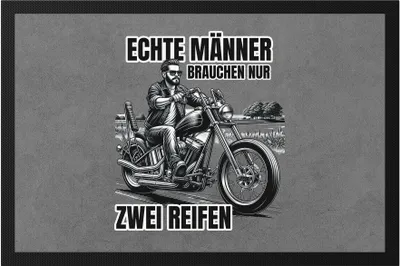 Produktbild von Echte Männer brauchen nur 2 Reifen Motorradfahrer Fußmatte - Biker Geschenk